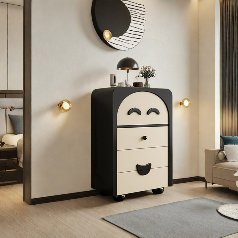 Armoire décorative spacieuse avec trois tiroirs, Noir/crème