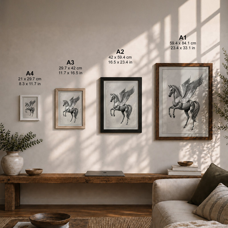 Pegasus Classical - Framed Print, Oak, A4 - 29.7 x 21.0 cm