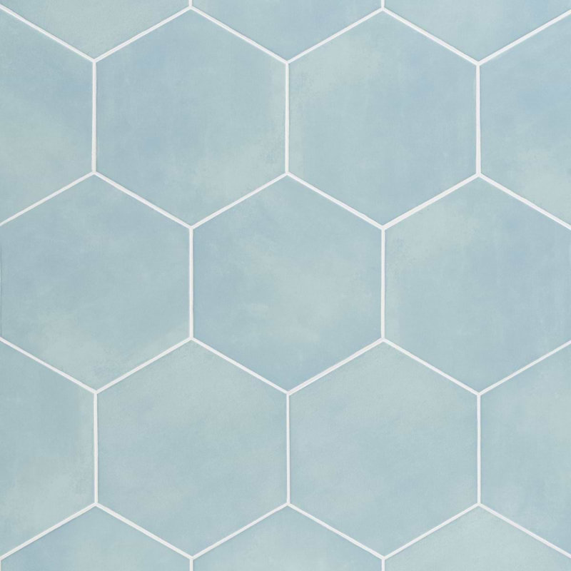 HexArt 8" Hexagon Porcelain Matte Tile, Turquoise 8" Hexagon