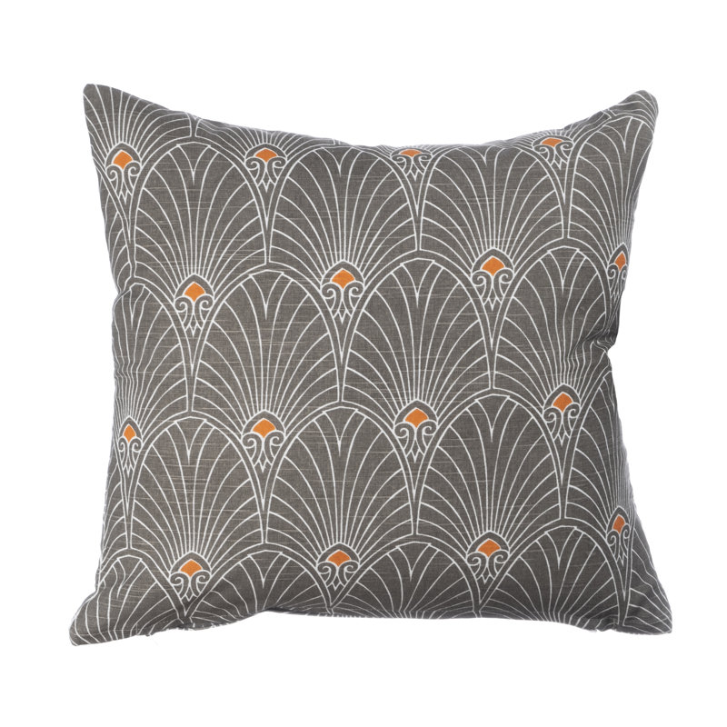 Niel Square Cushion Cover, Orange/Grey/White