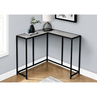 Table d'appoint contemporaine en stratifié gris - Structure étroite avec support en métal noir