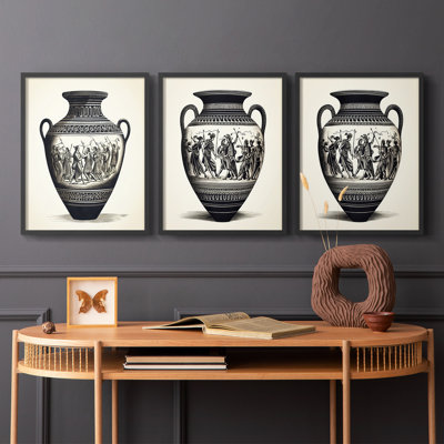 Abstract  Series  CIII  -Set Of 3 Framed Giclee Prints -Ready to Hang
