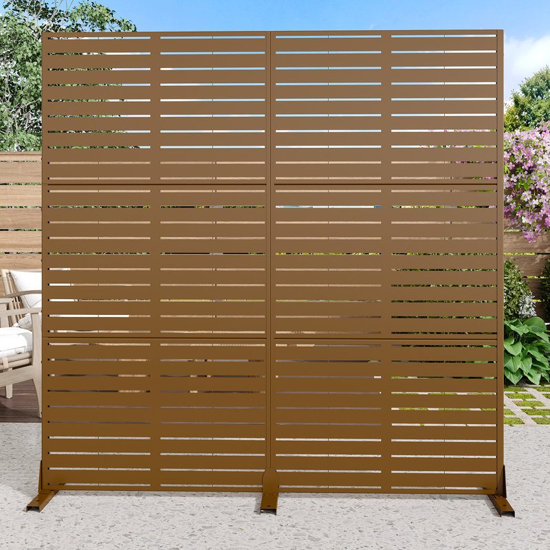 72" Metal Outdoor Privacy Screen, H 72 po x l 72 po x P 16 po, Brun