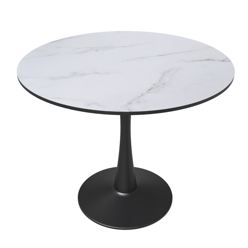 Table de salle à manger 31 po Hadsell, 31" Wide, Blanc marbré