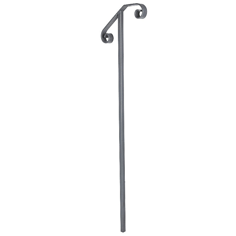 Single Post Stair Handrail 1-2 Steps Aluminum 1 Piece Gray