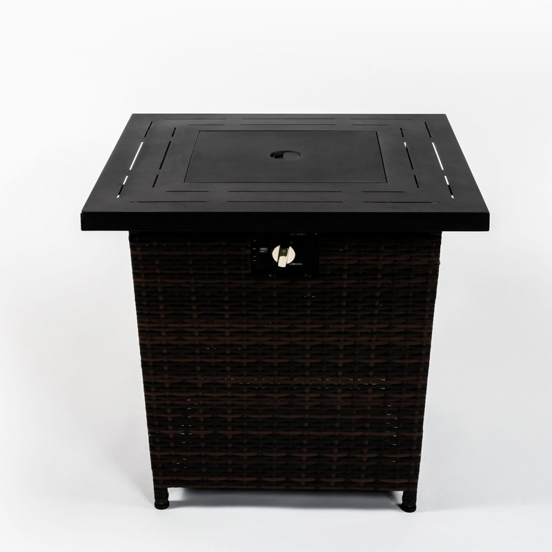 28Inch Wicker Square Fire Pit Table