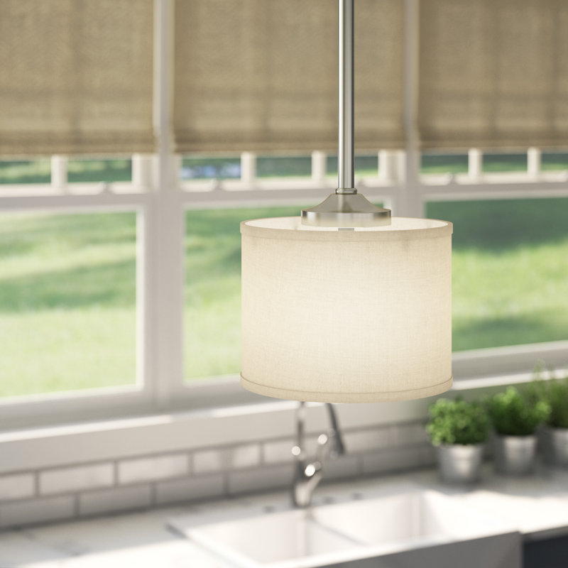 Luminaire suspendu tambour simple à 1 lumière Armindo, Nickel brossé