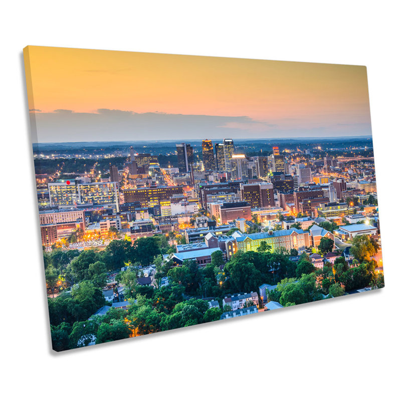 Birmingham Alabama Skyline - Wrapped Canvas Print, 81.3cm H x 121.9cm W x 4cm D