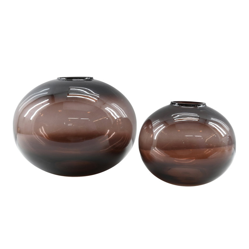 Vase en verre soufflé à la main 2 pièces Tergel, Prune
