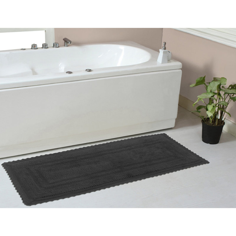 Opulent Absorbent Cotton Soft Bath Rug, 21" W x 54" L, Gray