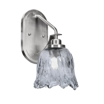 Applique murale Alirra, fini nickel brossé, verre lave fumé 18 cm