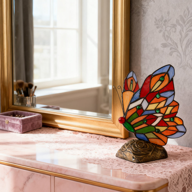 Lampe de table papillon Tiffany, 9.4'' H X 7'' W X 4'' D
