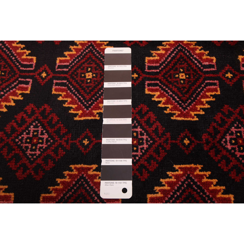 Tapis noir et rouge Teimani 3 pi 7 po x 5 pi 8 po