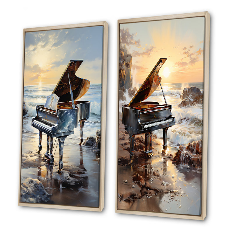 Ensemble de 2 pièces Piano Piano, Cadre flottant brun, H 40 po x l 41 po