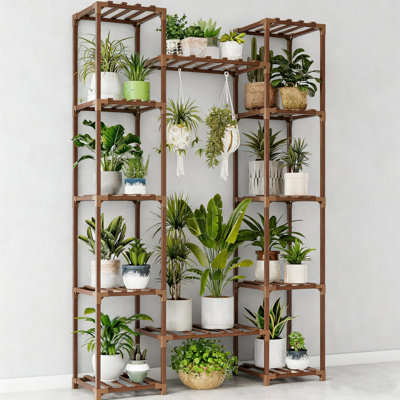 Grand support à plantes d'intérieur et d'extérieur avec 12 tablettes, tablette à plantes robuste pour plusieurs plantes, support à plantes en coin pour le salon, balcon, jardin