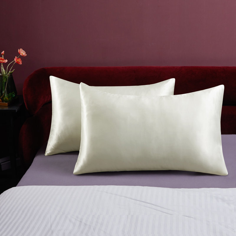 Silk Satin Soft Pillowcases 2 PCS(Cover Only), Ivory, 20'' x 30''