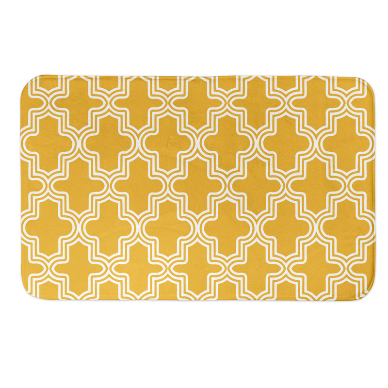  Tapis rectangulaire antidérapant pour salle de bain Quatrefoil, Jaune