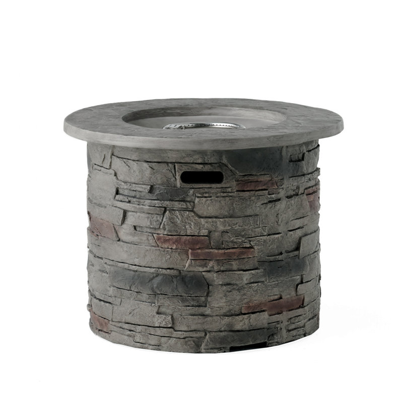 Outdoor 32" Round Mgo Propane Fire Pit, Grey Top - 40,000 BTU