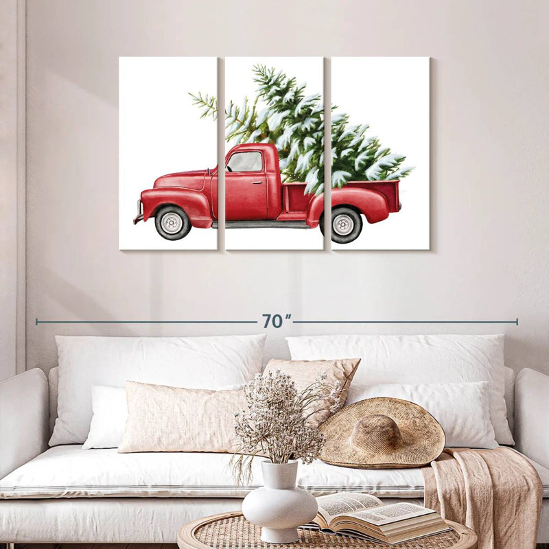 Lelend Red Christmas Truck, 28" H x 45" W