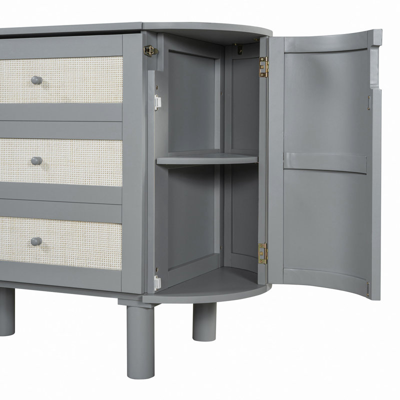 Lit escamotable avec rangement caché et conception tissée moderne, Gris, Lit double