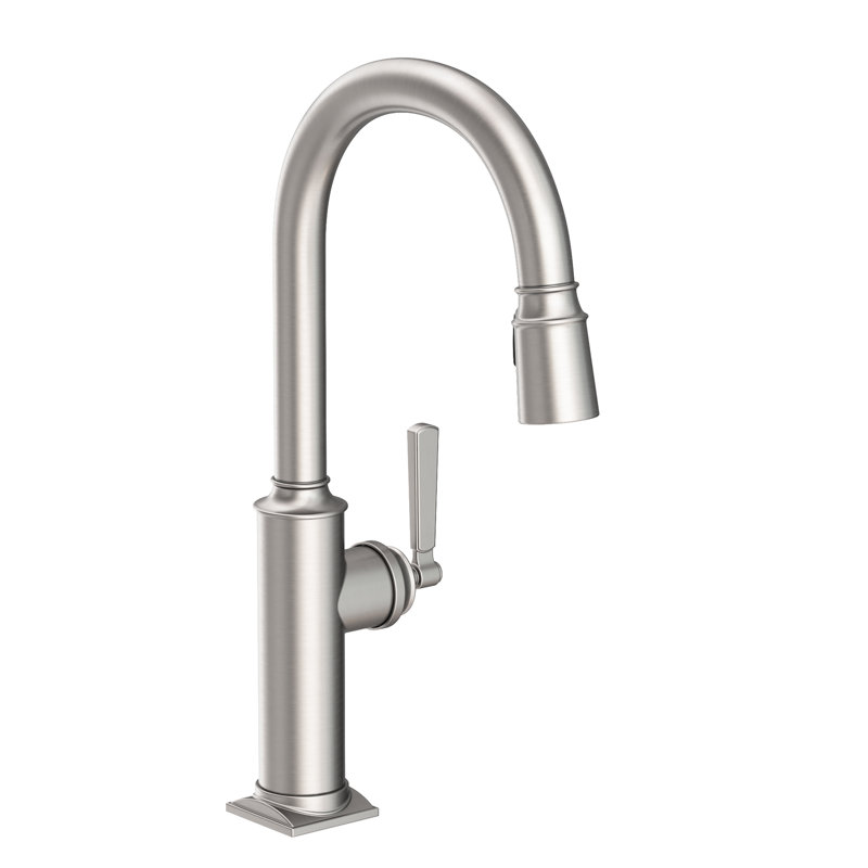 Adams Single Handle Pull Down Kitchen Faucet, Stainless Steel (PVD)