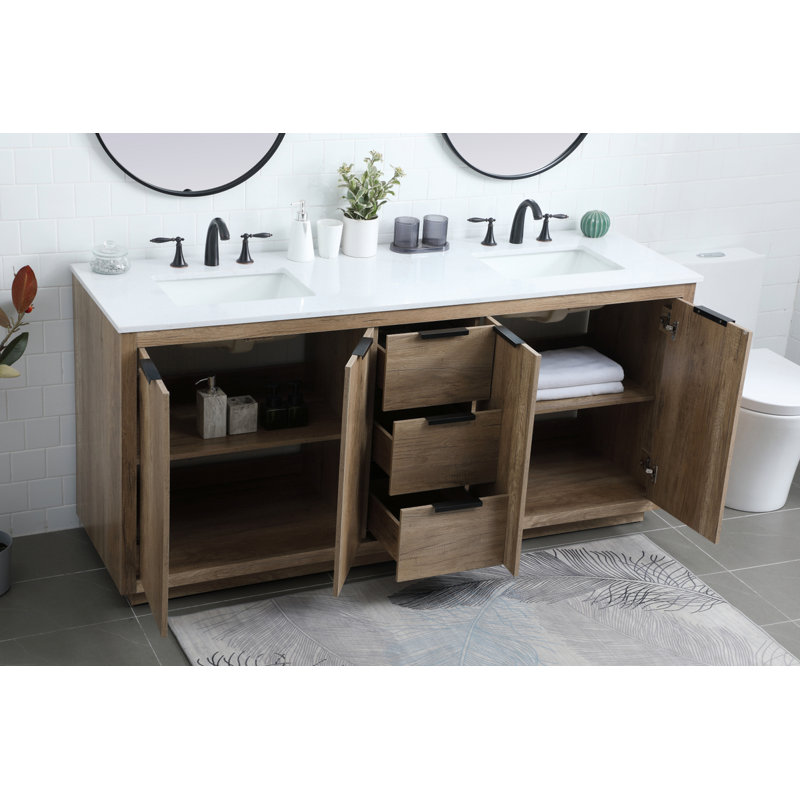 Broadlands 72'' Double Bathroom Vanity with Engineered Marble Top