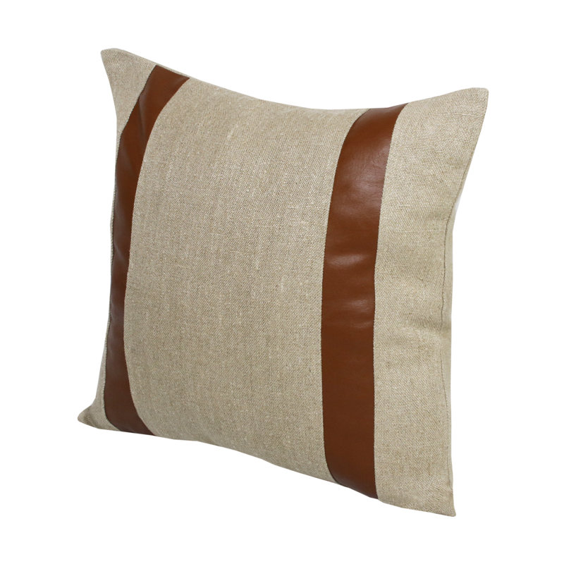 Housse de coussin carré rayée en lin, polyester