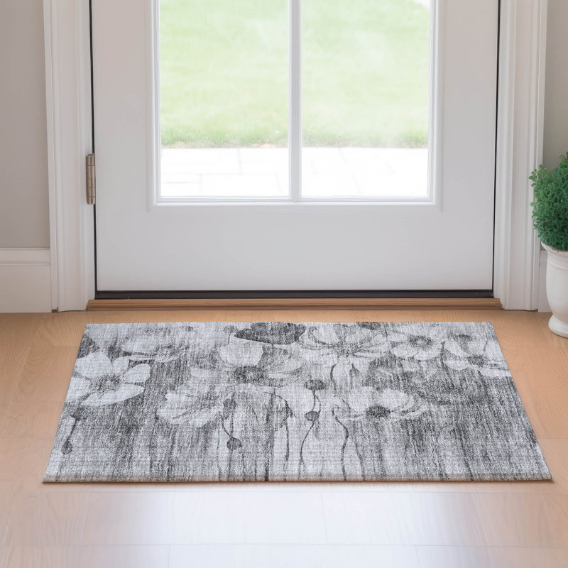 Premium Machine Washable Prisco Gray Rug, Rectangle 1'8" x 2'6"