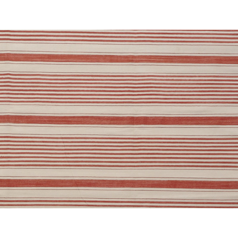 Tapis de zone rouge/crème fait main dhurrie