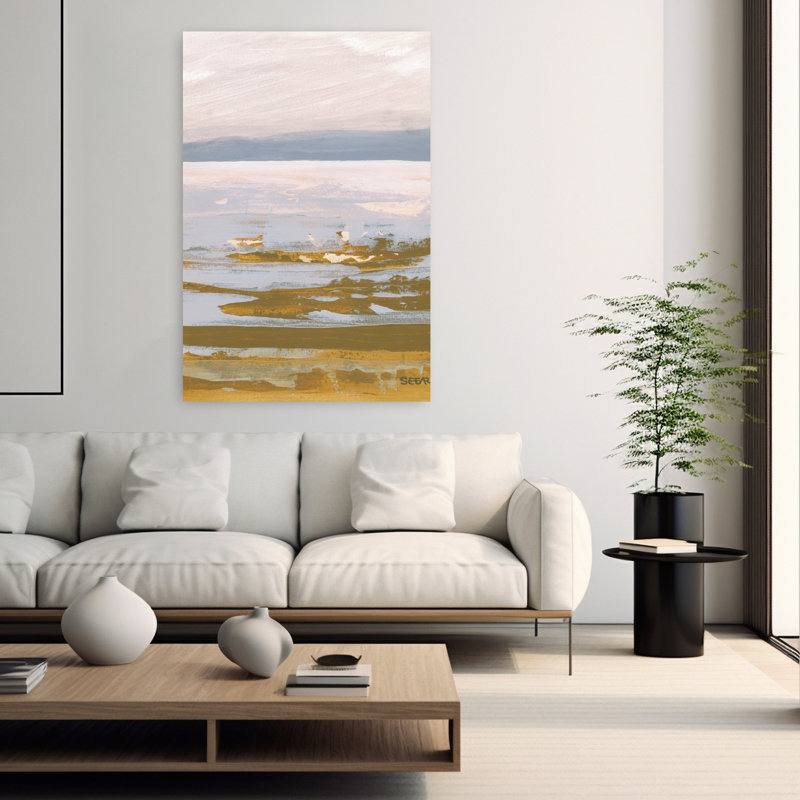 Art contemporain contemporain, paysage de cheval abstrait, océan, H 60 po x l 40 po