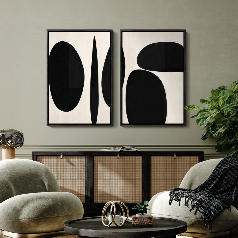 Art mural encadré, rétro, antique, classique pour chambre à coucher - 16 po x 24 po x 2 panneaux, H 24 po x l 16 po, Noir