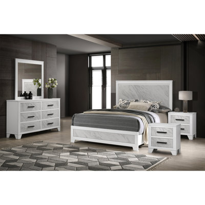 Bains Faux Marble Inset 5-Piece Bedroom Set
