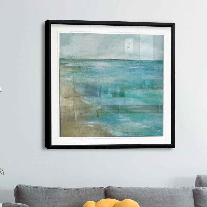 « doucement marées », reproduction sur toile, H 26,5 po x l 26,5 po x P 1,5 po, Cadre plastique noir