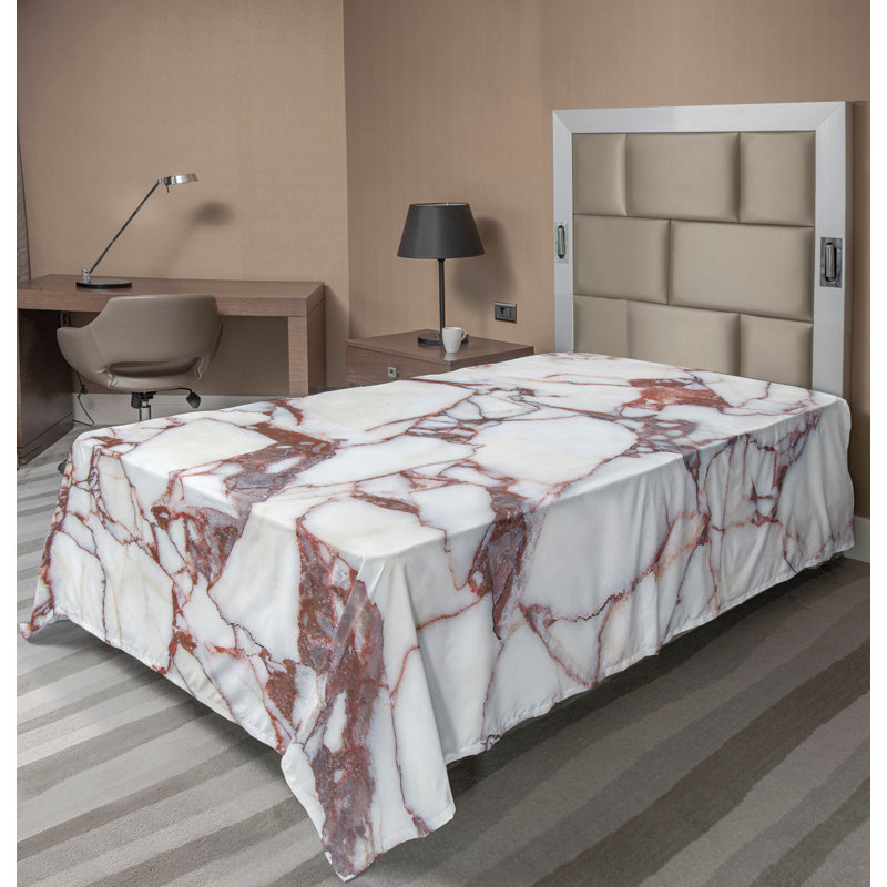 Drap-housse en marbre Ambesonne, Drap plat pour lit simple