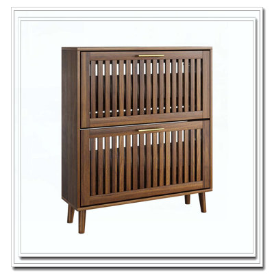 31.5-inch walnut shoe storage cabinet