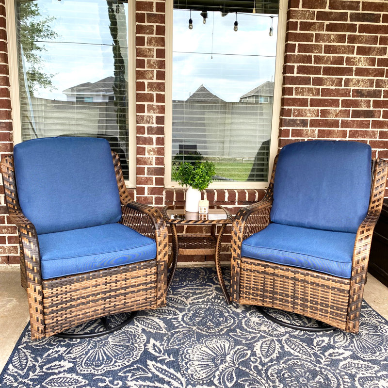 Aderyn Wicker 2 - Person Patio Conversation Set with Cushions