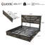  Grand lit plateforme avec porte de grange Revan Farmhouse, chêne foncé-1668528010-1668528017