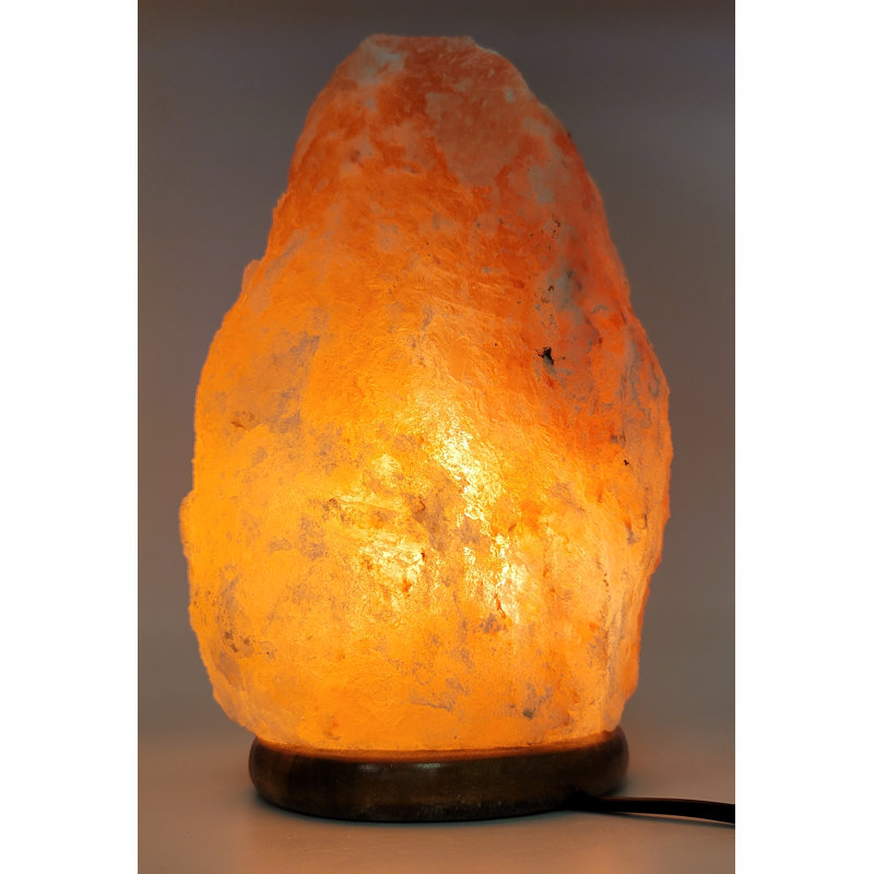 Lampe de sel rose naturelle de l'Himalaya, fabriquée à la main I ambre chaude naturelle I gradateur, base en bois et ampoule supplémentaire, 10 po,…