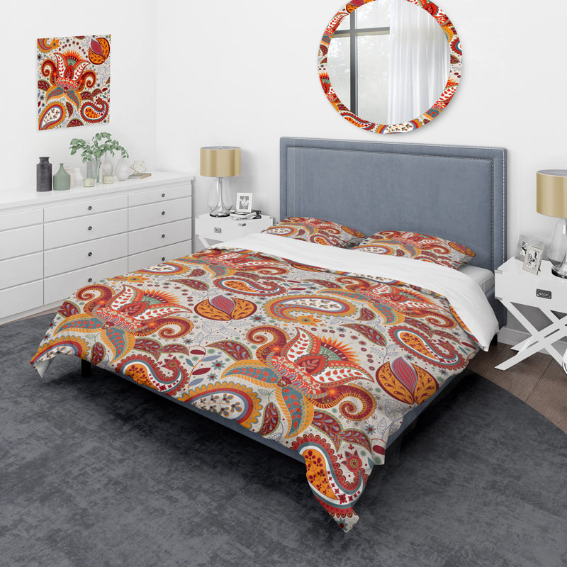 Cachemire floral multicolore - ensemble de housse de couette abstrait - microfibre de polyester
