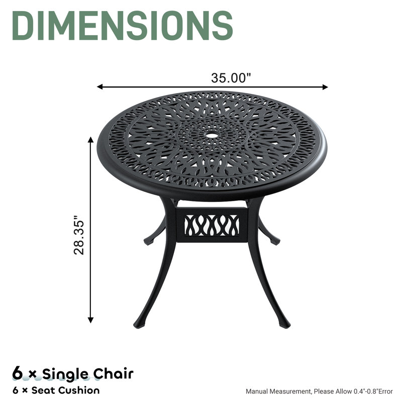 Table de salle à manger ronde d'extérieur 35,43 po