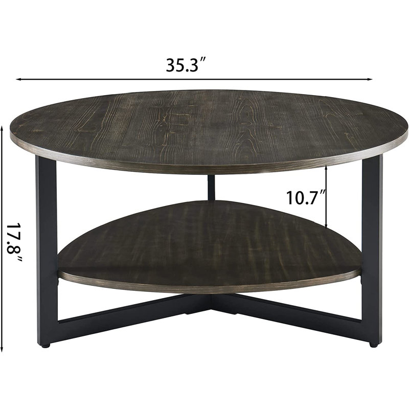3 Legs 1 Coffee Table with Solid Wood Veneer and Storage, Brushed Black
