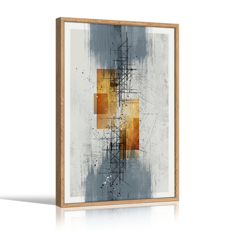 Ensemble d'une toile murale géométrique abstraite, 48"H x 32"W, Natural