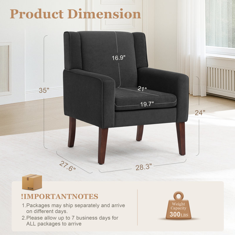 Mid-Century Accent Chairs Featuring Removable Cushions, Dark Gray