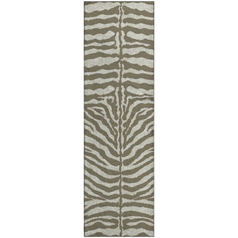Premium Machine Washable Kishonna AMF42 Taupe Rug, Runner 2'3" x 7'6"