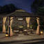 Sunjoy 10 x 12 ft Metal Gazebo with Black Rustproof Aluminum Frame Two Tier, Ceiling Hook and Mosquito Net-115236533