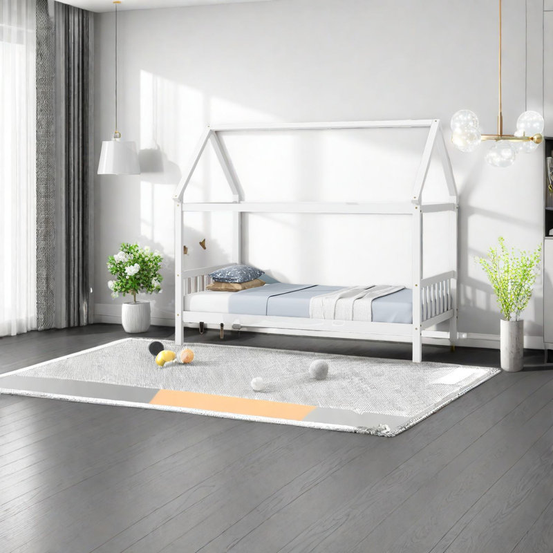 Lit moderne simple en bois d'hévéa, conception compacte pour maison familiale