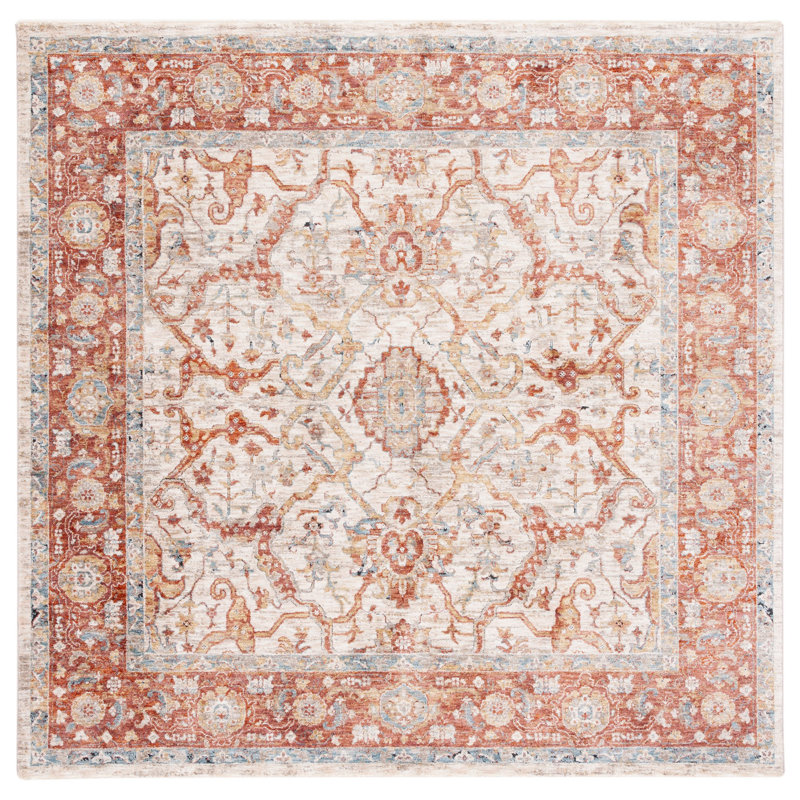 Tapis oriental ivoire / rouille, Carré 6 pi 4 po