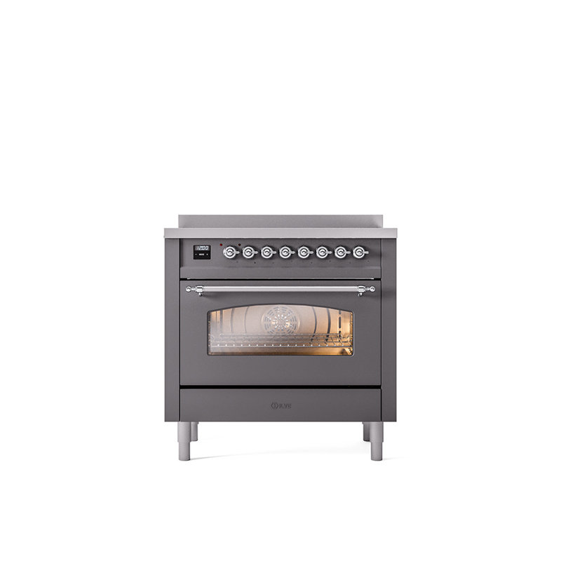 ILVE Nostalgie II 36 in Induction Range, Graphite Matte/Chrome