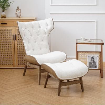 Jeyshan Upholstered Tufted Wingback Chair and Ottoman