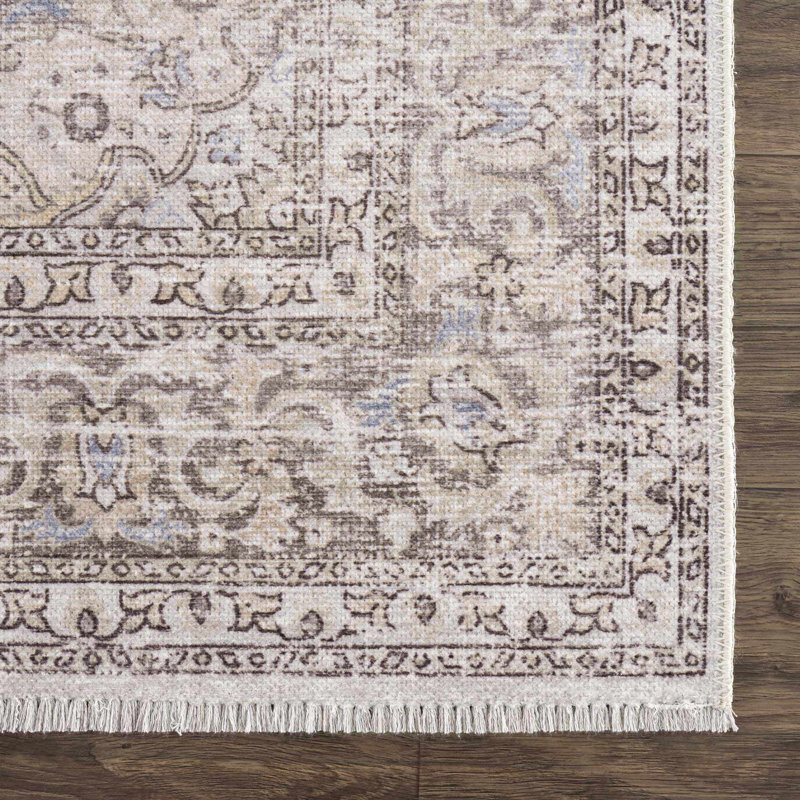 Tapis beige / gris Jaelyne, Tapis de couloir 2 pi 7 po x 15 pi